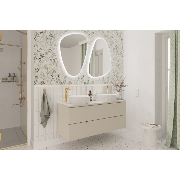Plan vasque BELLA 120 cm – Coloris marron congo – Finition mate pour meuble suspendu 