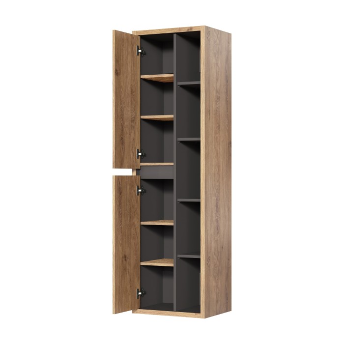 Colonne salle de bain MATT 170 cm – Chêne clair et gris anthracite – Design suspendu moderne 