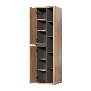 Colonne salle de bain MATT 170 cm – Chêne clair et gris anthracite – Design suspendu moderne 