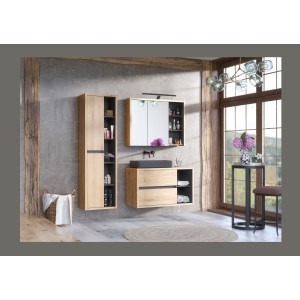 Colonne salle de bain MATT 170 cm – Chêne clair et gris anthracite – Design suspendu moderne 