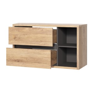 Meuble sous vasque MATT 100 cm – Chêne clair et gris anthracite – Design suspendu moderne 