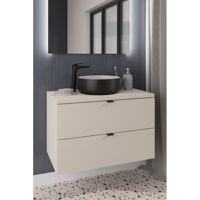 Meuble sous vasque BELLA 80 cm – Coloris marron congo – Finition mate et design suspendu