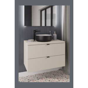 Meuble sous vasque BELLA 80 cm – Coloris marron congo – Finition mate et design suspendu