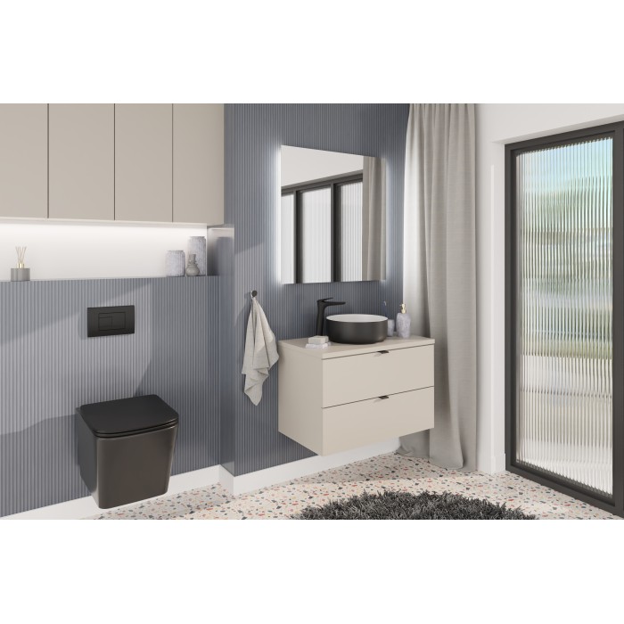 Meuble sous vasque BELLA 80 cm – Coloris marron congo – Finition mate et design suspendu