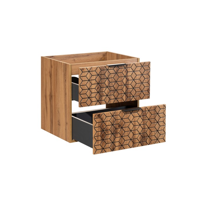 Meuble sous vasque DIAMEN 80 cm – Coloris chêne wotan – Style design 