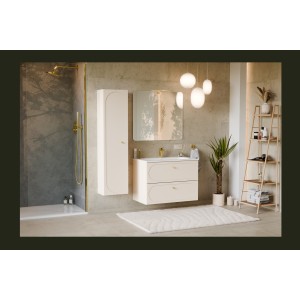 Colonne TORNADO 140 cm – Finition sable – 1 porte, 4 étagères, style contemporain 