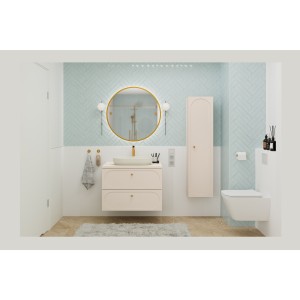 Colonne TORNADO 140 cm – Finition sable – 1 porte, 4 étagères, style contemporain 