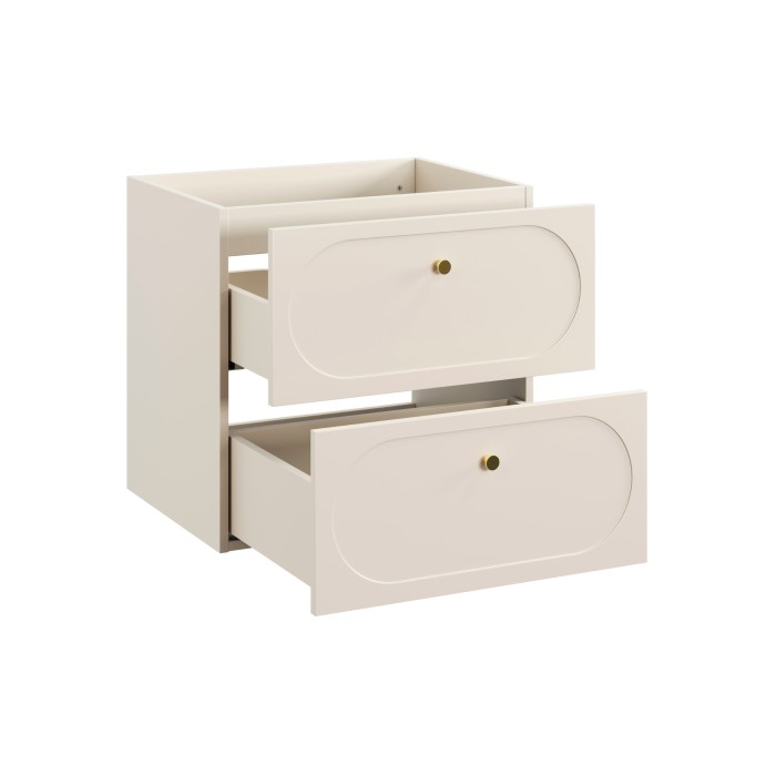 Meuble sous vasque TORNADO 60 cm – 2 tiroirs – Finition sable – Style contemporain 