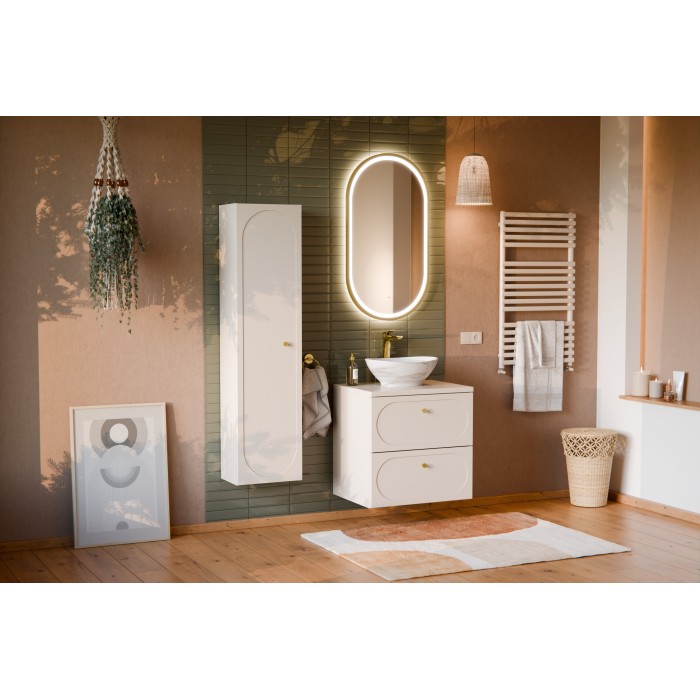 Meuble sous vasque TORNADO 60 cm – 2 tiroirs – Finition sable – Style contemporain 