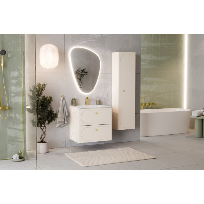 Meuble sous vasque TORNADO 60 cm – 2 tiroirs – Finition sable – Style contemporain 