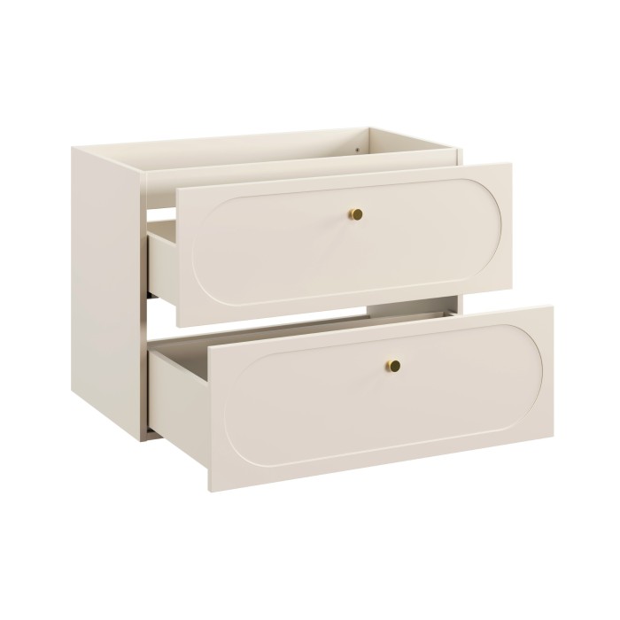 Meuble sous vasque TORNADO 80 cm – 2 tiroirs – Finition sable – Style contemporain 