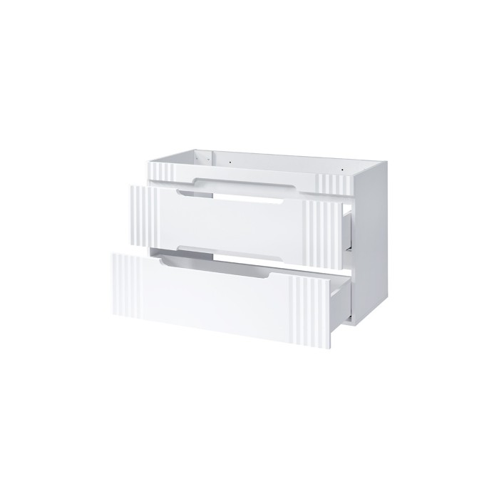 Meuble sous vasque FIDJI 100 cm – Blanc alpin brillant – 2 tiroirs – Fixation mixte 