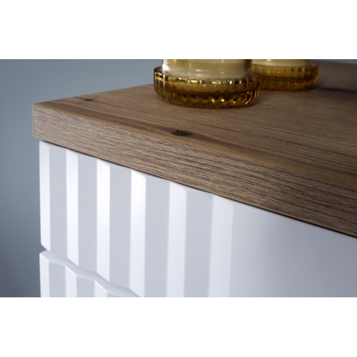 Meuble sous vasque FIDJI 100 cm – Blanc alpin brillant – 2 tiroirs – Fixation mixte 