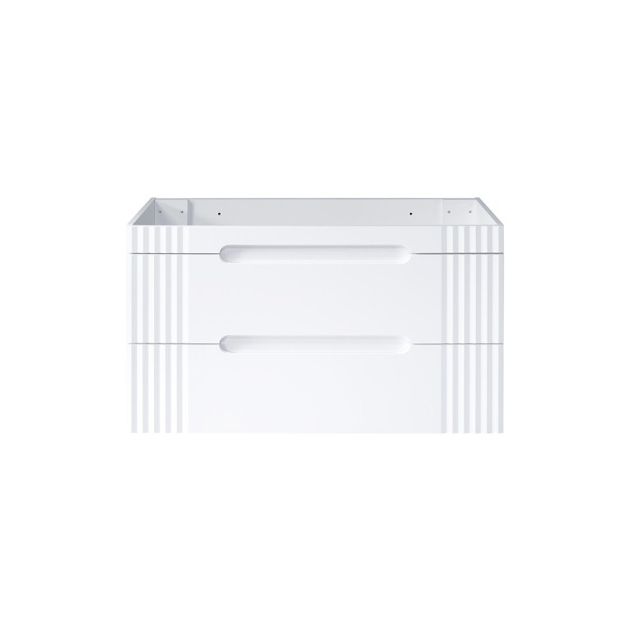 Meuble sous vasque FIDJI 120 cm – Blanc alpin brillant – 2 tiroirs – Fixation murale ou au sol 