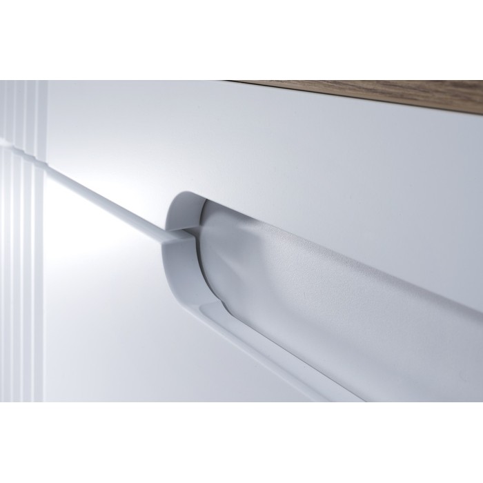 Meuble sous vasque FIDJI 120 cm – Blanc alpin brillant – 2 tiroirs – Fixation murale ou au sol 