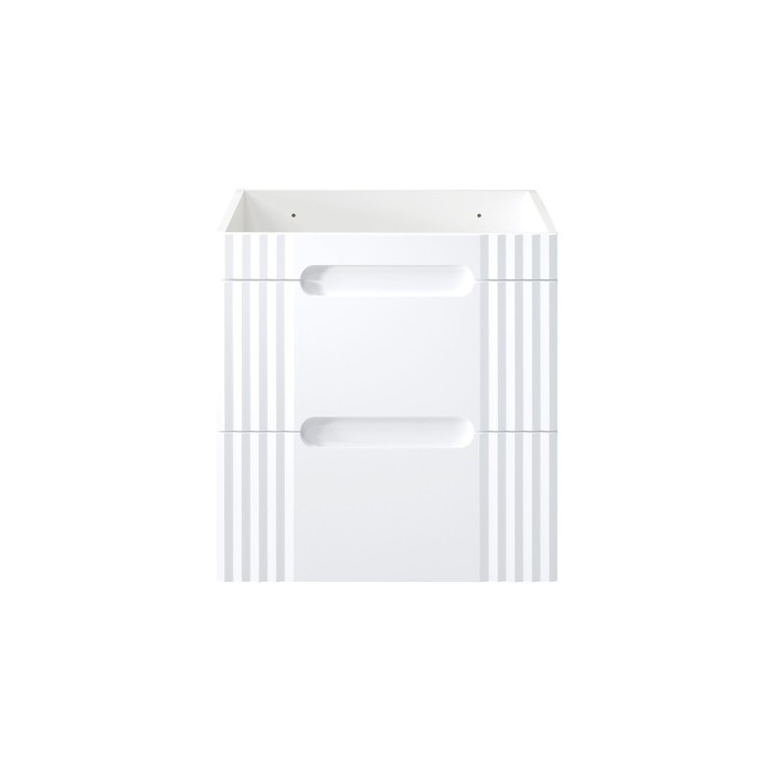 Meuble sous vasque FIDJI 60 cm – Blanc alpin brillant – 2 tiroirs – Fixation murale ou au sol 