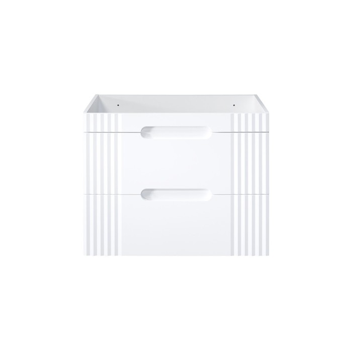 Meuble sous vasque FIDJI 80 cm – Blanc alpin brillant – 2 tiroirs – Fixation murale ou au sol 