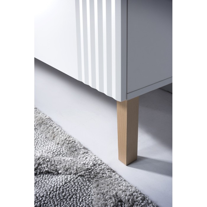 Meuble sous vasque FIDJI 80 cm – Blanc alpin brillant – 2 tiroirs – Fixation murale ou au sol 