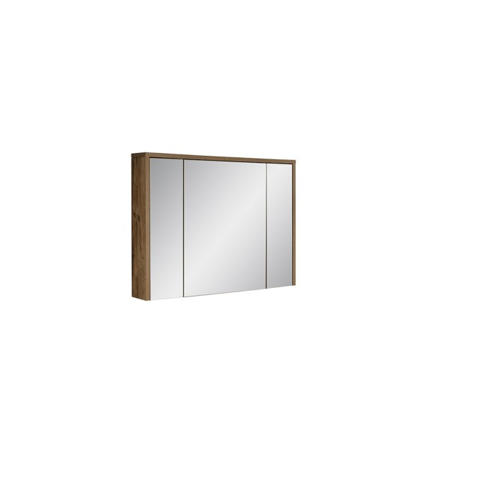 Meuble de rangement GABI 100 cm – 3 portes miroir – Finition ardoise et bois – À suspendre 