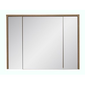 Meuble de rangement GABI 100 cm – 3 portes miroir – Finition ardoise et bois – À suspendre 