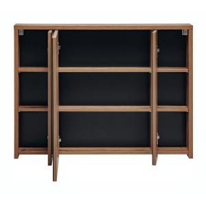 Meuble de rangement GABI 100 cm – 3 portes miroir – Finition ardoise et bois – À suspendre 