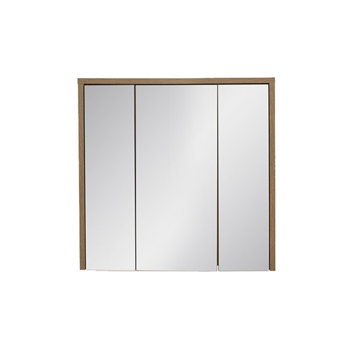 Meuble de rangement GABI 80 cm – 3 portes miroir – Finition ardoise et bois – À suspendre 