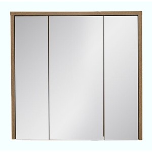 Meuble de rangement GABI 80 cm – 3 portes miroir – Finition ardoise et bois – À suspendre 