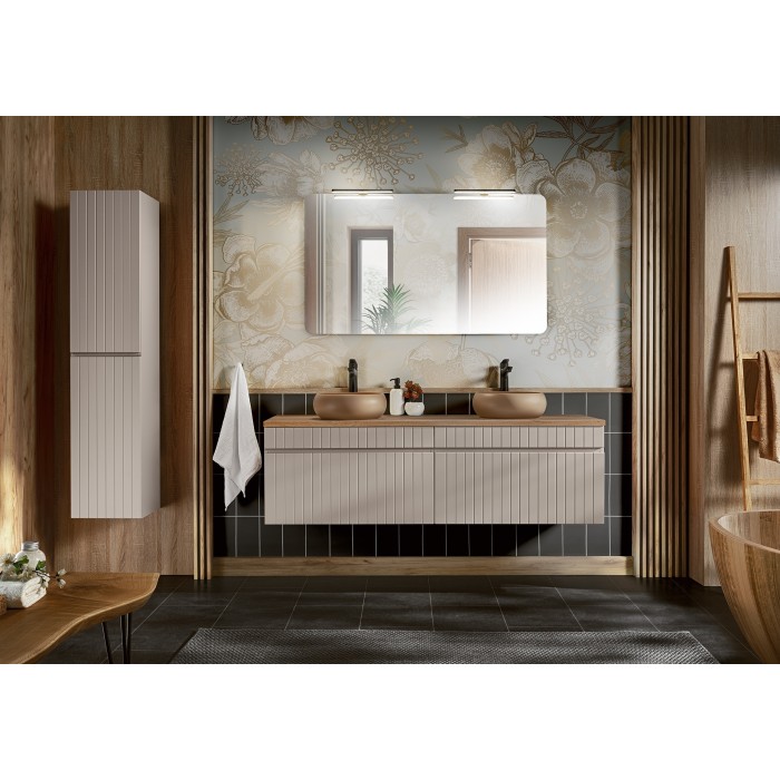 Colonne ICON 160 cm – Finition marron congo – 2 portes – Meuble de salle de bain suspendu 