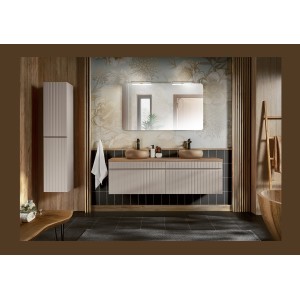 Colonne ICON 160 cm – Finition marron congo – 2 portes – Meuble de salle de bain suspendu 