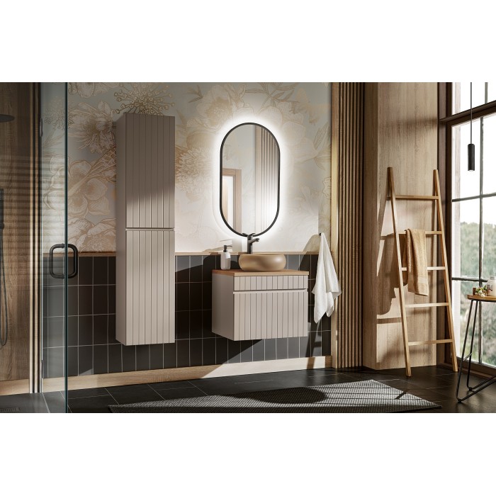 Meuble sous vasque ICON 60 cm – 1 tiroir – Finition marron congo – Style moderne suspendu 