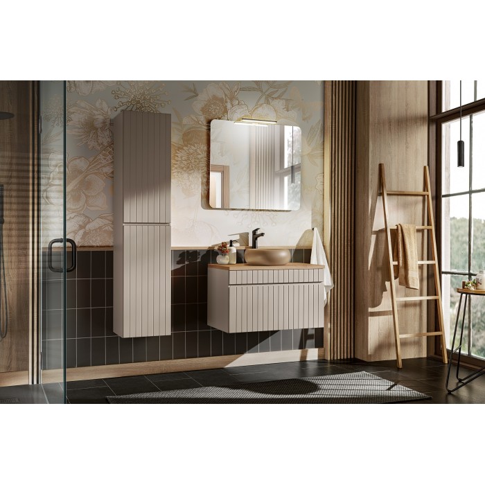 Meuble sous vasque ICON 80 cm – 1 tiroir – Finition marron congo – Meuble suspendu moderne 