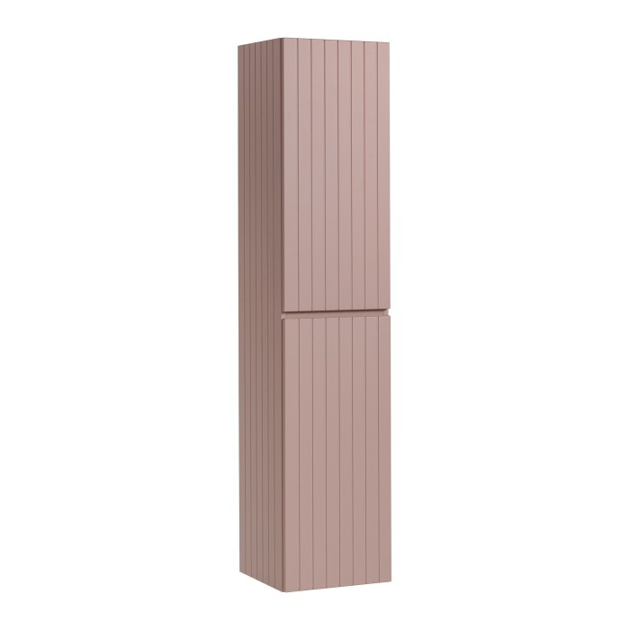 Colonne de salle de bain ICON 160 cm – 2 portes – Finition rose poudré – Meuble suspendu moderne 