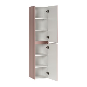 Colonne de salle de bain ICON 160 cm – 2 portes – Finition rose poudré – Meuble suspendu moderne 