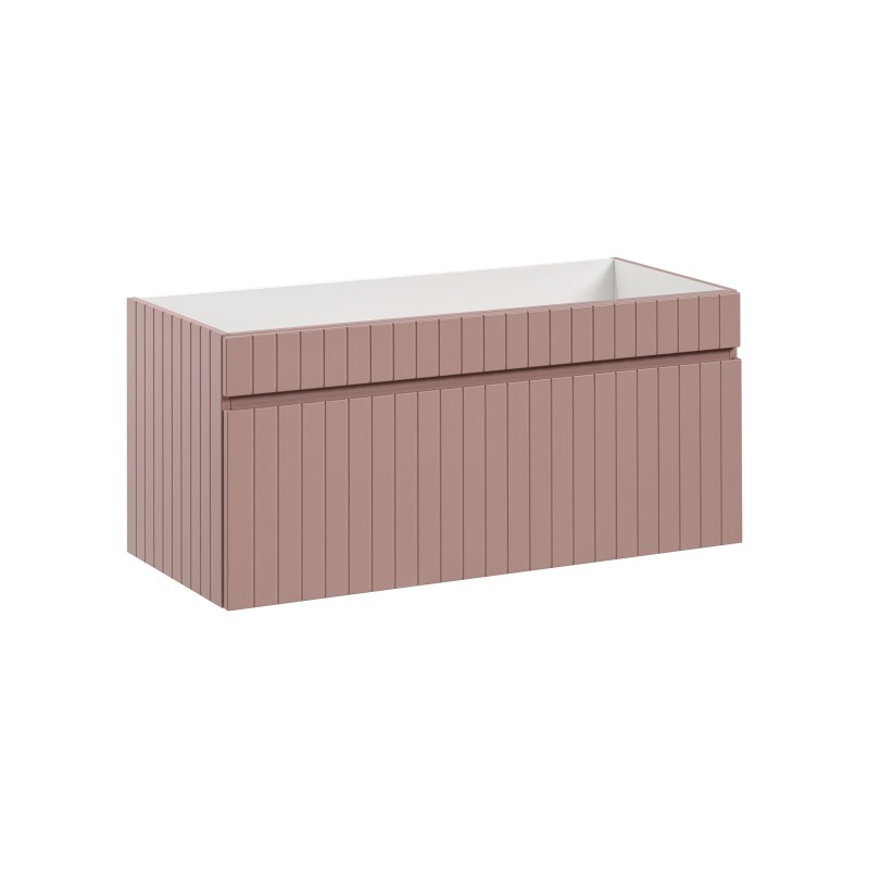 Meuble sous vasque ICON 100 cm – 1 tiroir – Finition rose poudré – Design suspendu moderne 