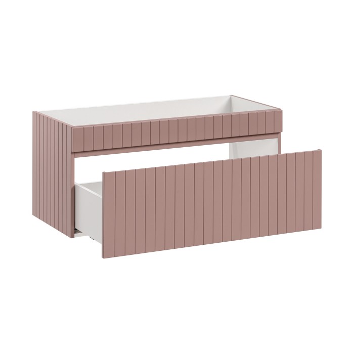 Meuble sous vasque ICON 100 cm – 1 tiroir – Finition rose poudré – Design suspendu moderne 
