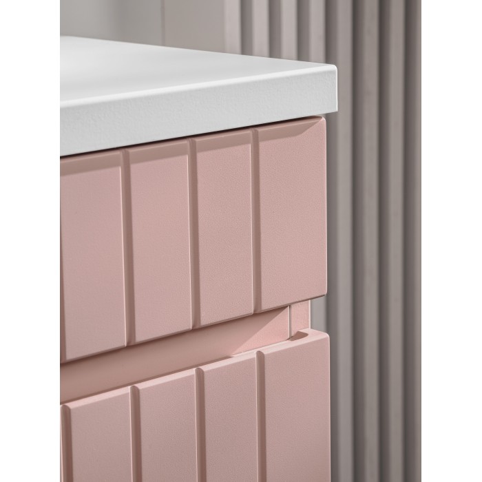 Meuble sous vasque ICON 100 cm – 1 tiroir – Finition rose poudré – Design suspendu moderne 