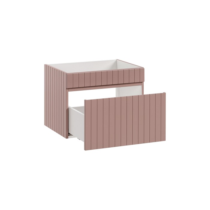 Meuble sous vasque ICON 60 cm – 1 tiroir – Finition rose poudré – Suspendu – Style moderne 
