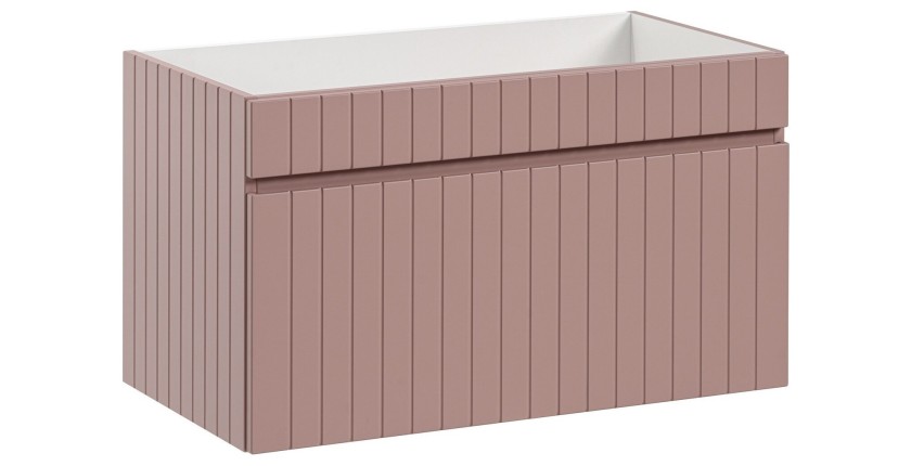Meuble sous vasque ICON 80 cm – 1 tiroir – Rose poudré – Suspendu – Style moderne 