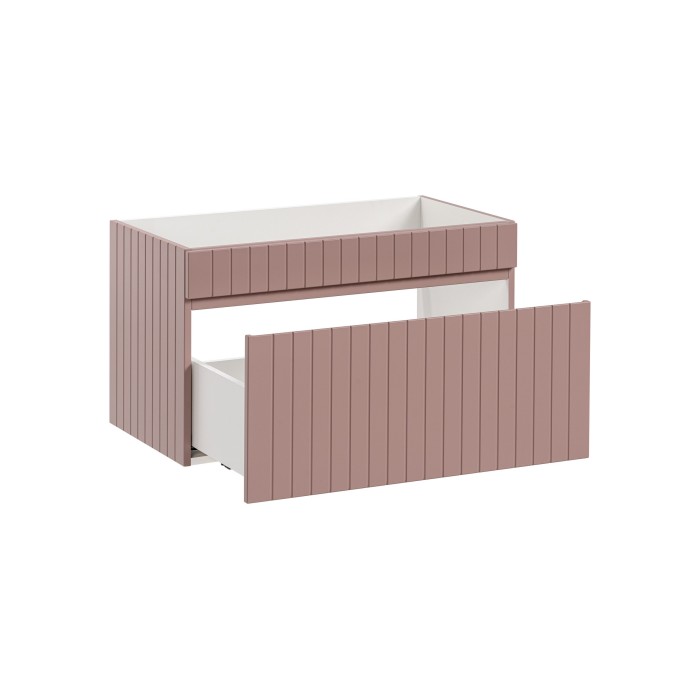 Meuble sous vasque ICON 80 cm – 1 tiroir – Rose poudré – Suspendu – Style moderne 