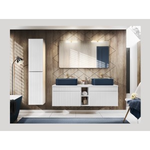 Colonne de salle de bain ICON 160 cm – Blanc alpin mat – 2 portes – Style moderne suspendu 