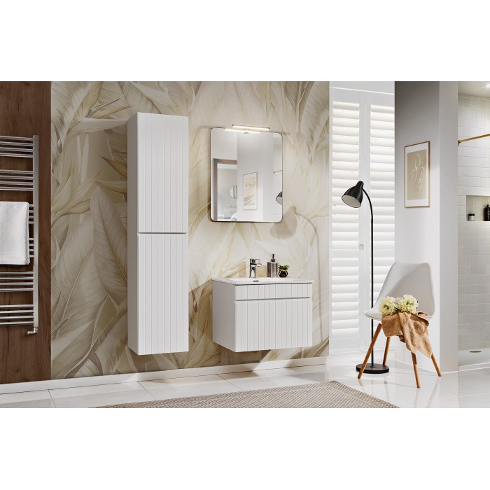 Meuble sous vasque ICON 60 cm – 1 tiroir – Finition blanc alpin – Meuble suspendu moderne 