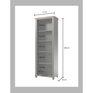 Bibliothèque ASSIA vert foncé et bois 71 cm - 5 niches ouvertes - Élégance sobre et design