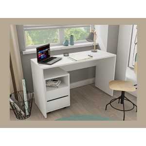 Caisson blanc à roulettes MELTO – 2 tiroirs et 1 niche – Rangement compact et mobile