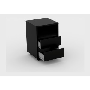 Caisson noir à roulettes MELTO – 2 tiroirs et 1 niche – Rangement compact au look moderne