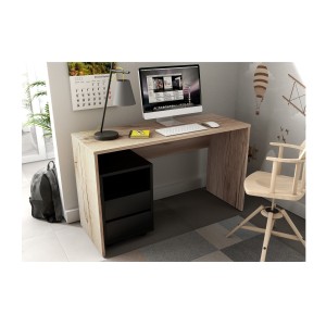 Caisson noir à roulettes MELTO – 2 tiroirs et 1 niche – Rangement compact au look moderne