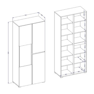 Vitrine HAVANA – Élégance épurée en chêne clair et blanc mat - Sans LED