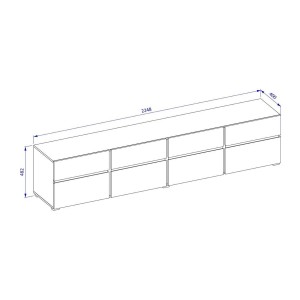 Meuble TV XL HAVANA – 225 cm – 4 portes abattantes et 4 tiroirs – Chêne et blanc – Design moderne