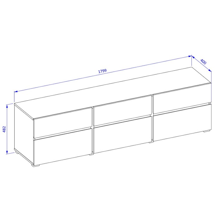 Meuble TV HAVANA – 180 cm – 3 portes abattantes et 3 tiroirs – Chêne et blanc – Design contemporain