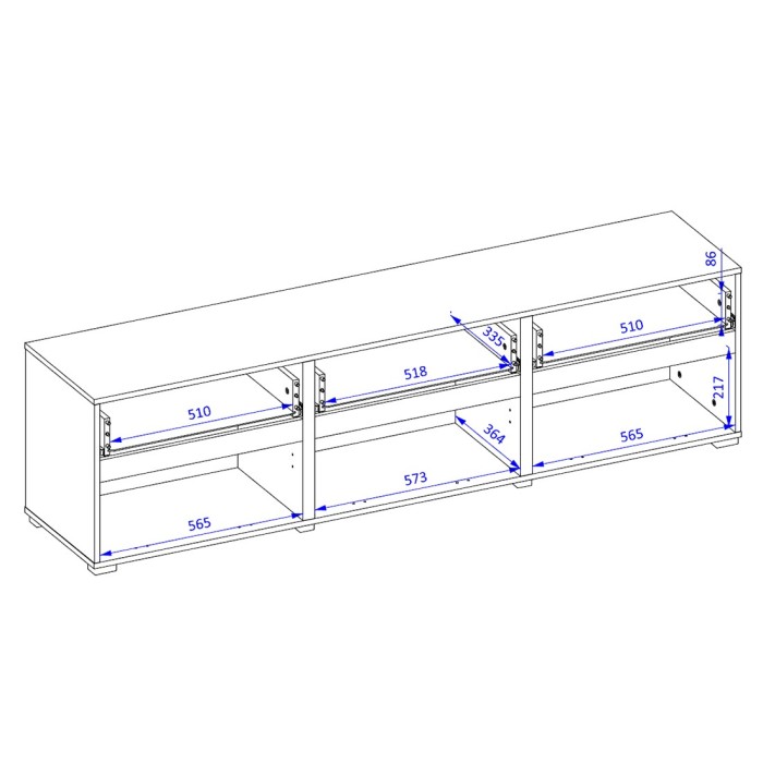 Meuble TV HAVANA – 180 cm – 3 portes abattantes et 3 tiroirs – Chêne et blanc – Design contemporain