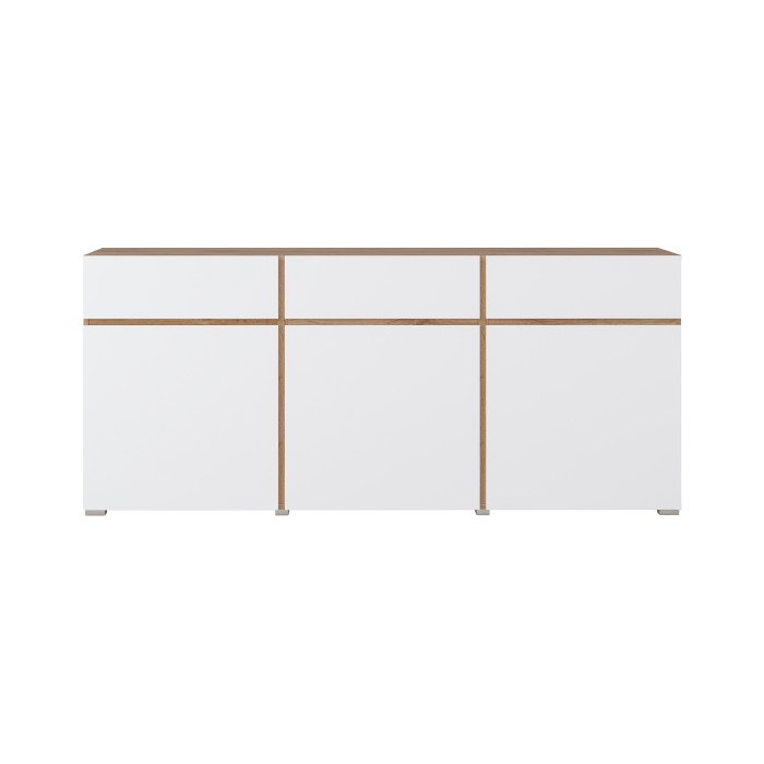 Buffet HAVANA – 180 cm – 3 portes battantes et 3 tiroirs – Chêne et blanc – Design contemporain